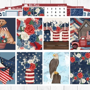 July 4th - Erin Condren Vertical 7&quot; x 9&quot; - Weekly Planner Sticker Set