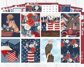 July 4th - Erin Condren Vertical 7" x 9" - Weekly Planner Sticker Set