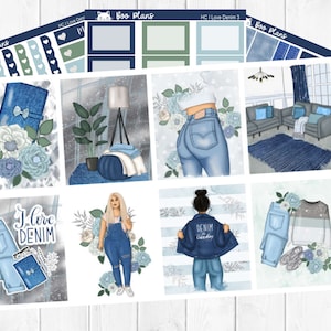 I Love Denim - Hobonichi Cousin A5 - Weekly Planner Sticker Set