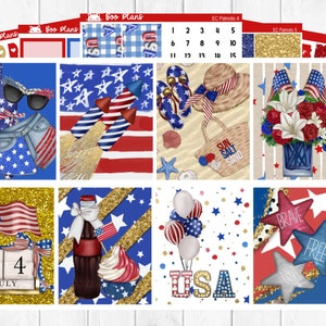 Patriotic - Erin Condren Vertical 7&quot; x 9&quot; - Weekly Planner Sticker Set