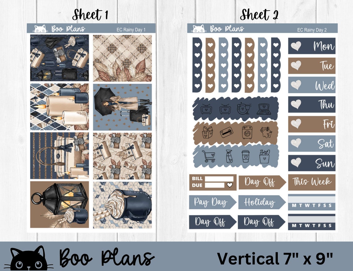 Rainy Day - Erin Condren Vertical 7" X 9" - Weekly Planner Sticker Set ...