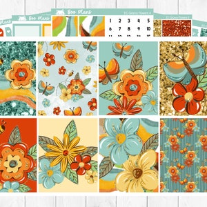 Groovy Flowers - Erin Condren Vertical 7&quot; x 9&quot; - Weekly Planner Sticker Set