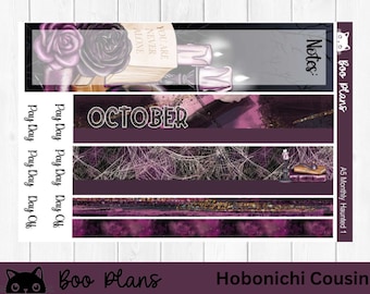 Haunted, October Monthly, Halloween, Hobonichi Cousin Monthly Kit, A5 Monthly Kit, Bullet Journal
