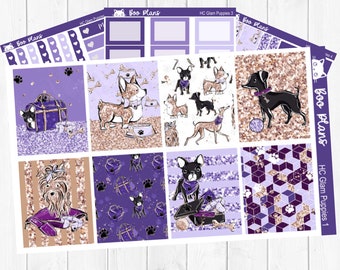Glam Puppies - Hobonichi Cousin A5 - Weekly Planner Sticker Kit