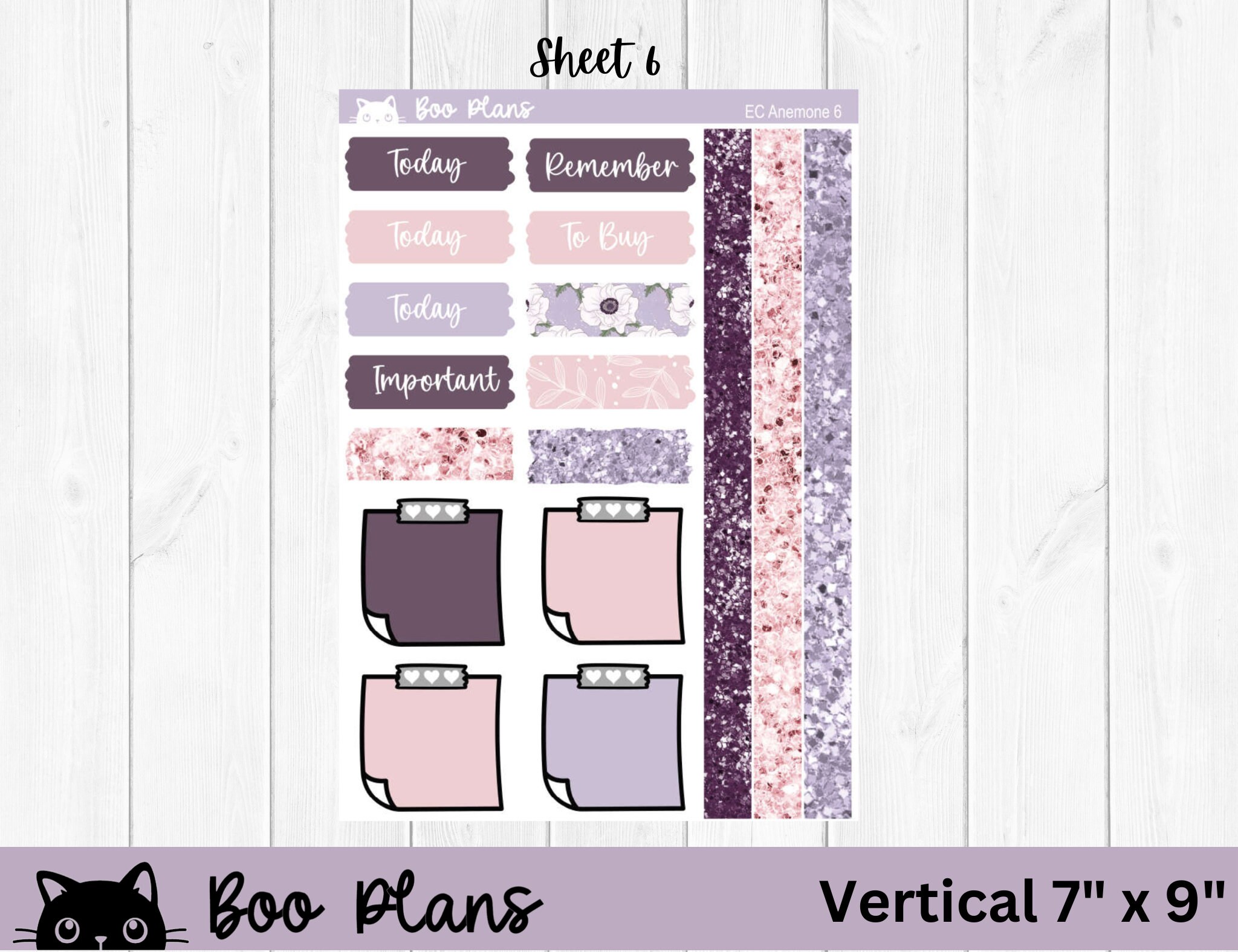 Anemone - Erin Condren Vertical 7 X 9 - Weekly Planner Sticker Set - Etsy