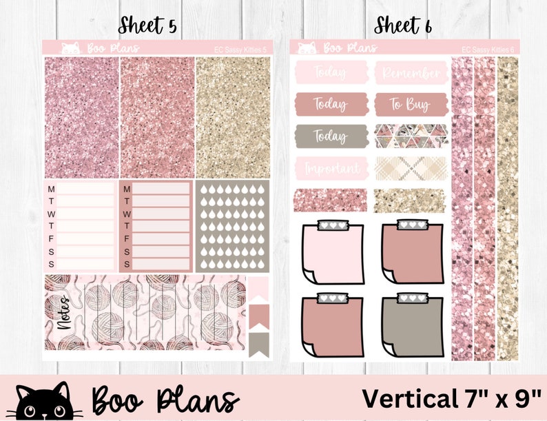 Sassy Kitties - Erin Condren Vertical 7" X 9" - Weekly Planner Sticker ...