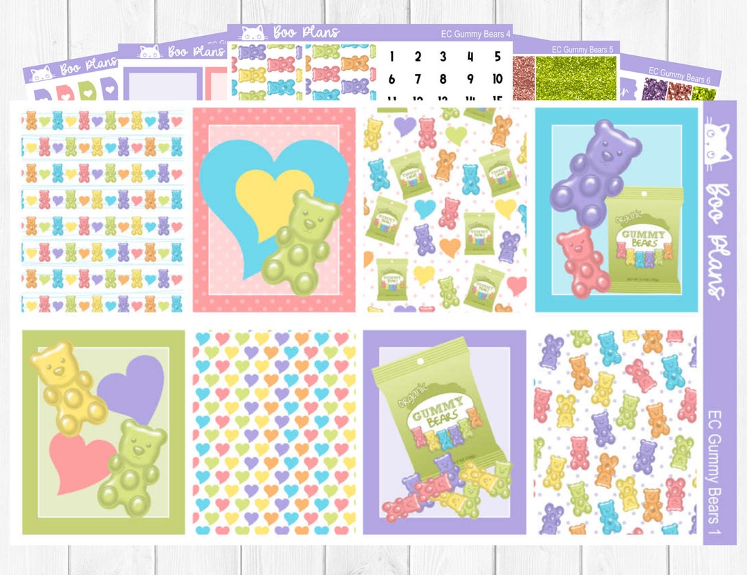 Gummy Bear - Erin Condren Vertical 7" X 9" - Weekly Planner Sticker Set ...