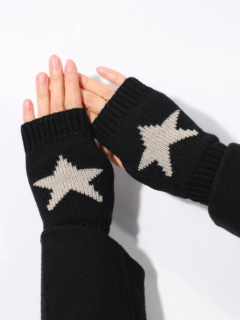 Fingerless Star Gloves Fingerless Star Mittens Y2k Gloves Etsy