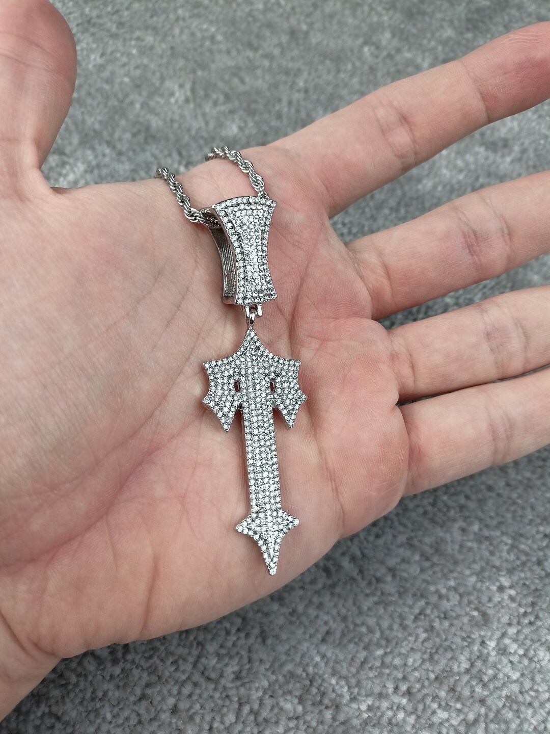 Trapstar Inspired Chain Pendant Iced Out Streetwear Etsy