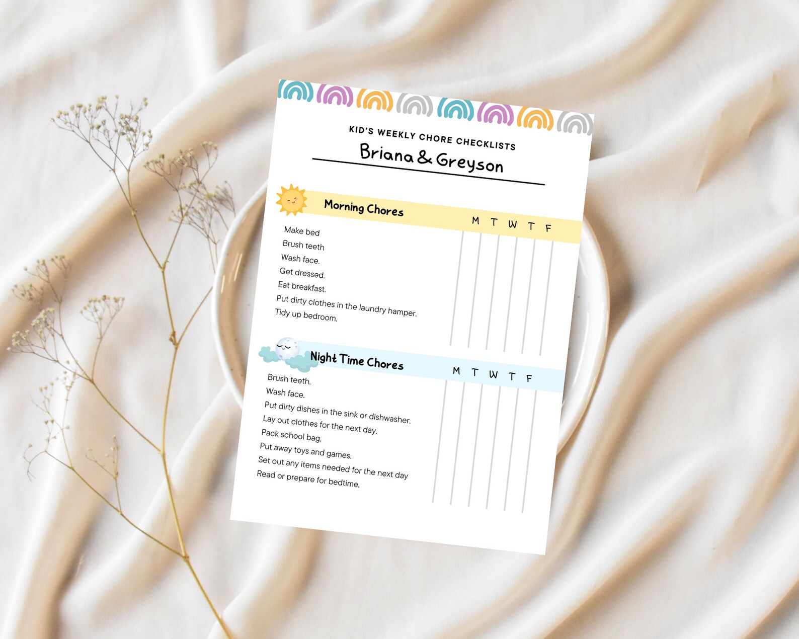 Kids Chores Checklist to Do List Daily Chores Canva Template