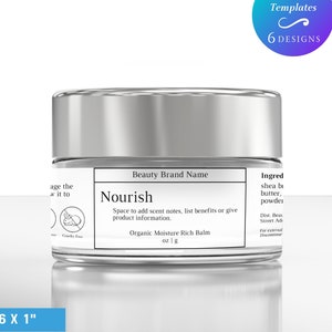 Wrap Around Balm Cosmetic Jar Label Template Label DIY Wrap Around Skincare Label Custom Cream Balm Butter Wrap Around Label Canva Template