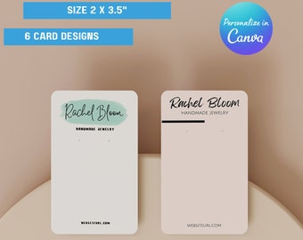 Modelo de cartão para brincos personalizável, cartão para exibição de brincos de joias, cartão para porta-brincos feito à mão, cartão para exibição de brincos de 2x3,5 para shows