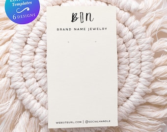 Modelo de design de porta-cartões para brincos, cartão de exibição de brincos personalizado, cartão de brincos faça você mesmo com furos editáveis no Canva, porta-cartões para brincos