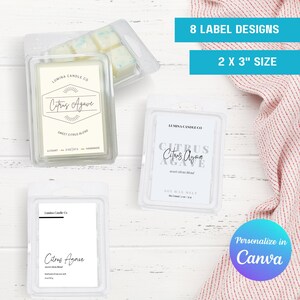 Candle Wax Melt Label Template Custom Wax Melt Clamshell Label Editable Wax Melt Sticker For Handmade Print at Home Clamshell Mold Label