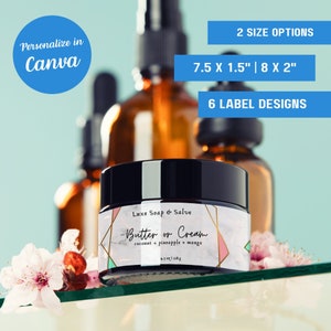 Wrap Around Cosmetic Jar Label Template Print at Home Body Butter, Cream, Lotion or Balm Wrap Around Label Handmade Beauty Product Label
