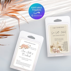 Floral Clamshell Mold Wax Melt Label Custom Soy Wax Melt Label Template Editable Scented Wax Melt Label Printable Fragrance Wax Melt Label