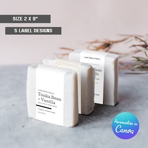 Vertical Soap Bar Wrap Around Label Template Editable Soap Label Wrapper Modern 2x9&quot; Wrap Around Soap Bar Label Printable Soap Bar Wrapper