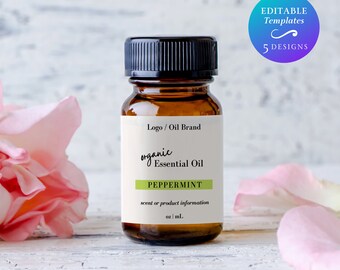 Essential Oil Dropper Label Template Custom DIY Wrap Around Essential Oil Dropper Label Editable Essential Oil Dropper Bottle Label Template