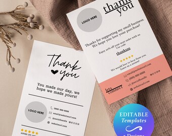 Small Business Thank You Card Template Editable Handmade Thank You For Your Purchase Card Printable Thank You Card with Promo Code Template