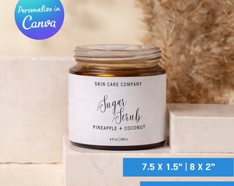 Hand & Body Skincare Sugar Scrub Label Template Custom Sugar Scrub Foot Scrub Face Scrub Label Print at Home Wrap Around Bath Skincare Label