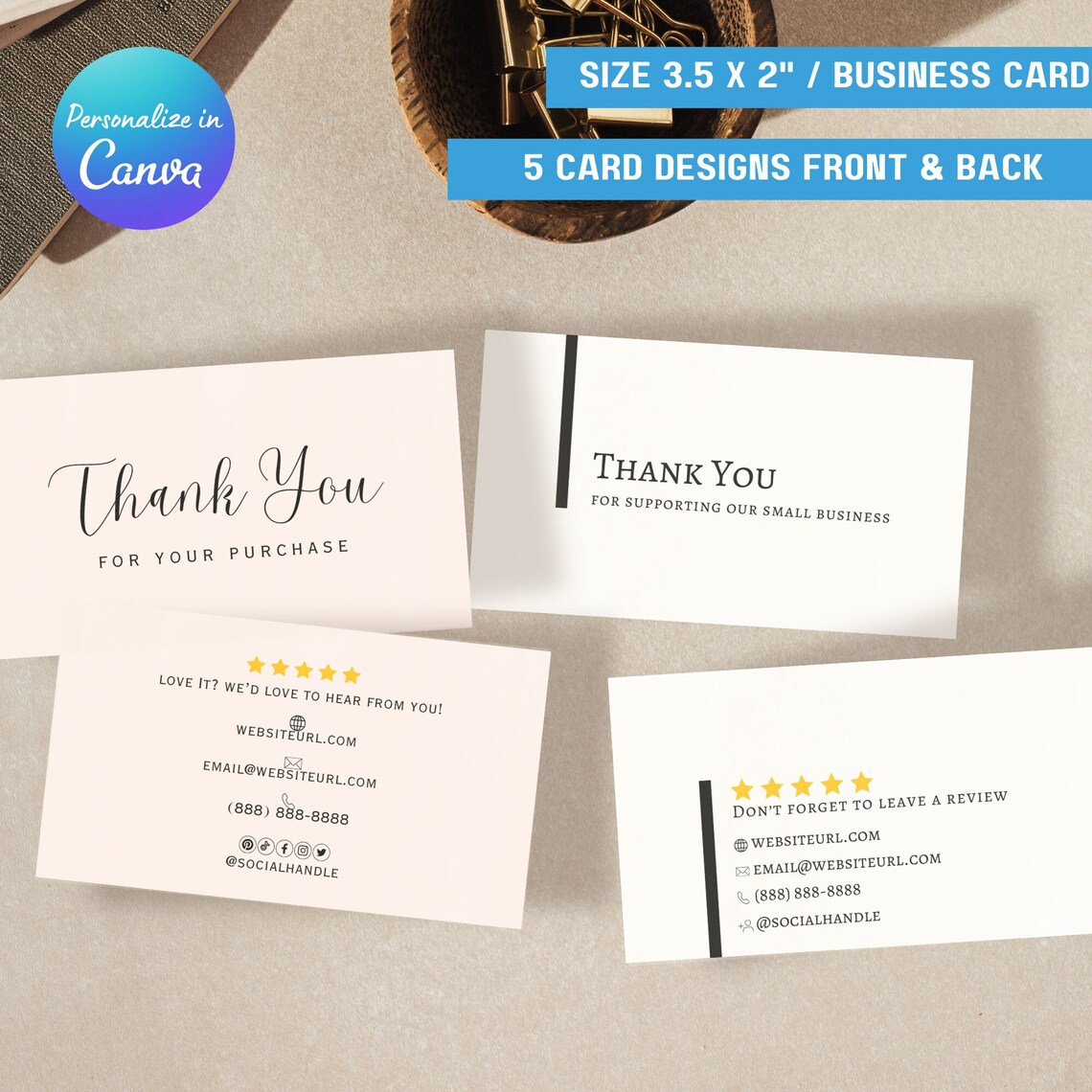 Thank You Card Insert Template for Small Business Printable Thank You
