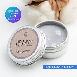 Editable Round Lip Balm Label With Ingredients Canva Template DIY Round Top & Bottom Balm Tin Label Custom Circle Handmade Lip Balm Label