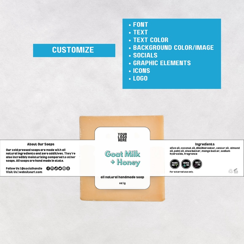 Cigar Band Label Template for Soap Editable Wrap Around Cigar Band Soap