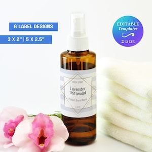 Fragrance Room Spray Label Template Custom Linen Spray Label DIY Room Spray Bottle Label Editable Room Deodorizer Spray Wrap Around Label