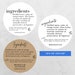 Round Ingredient List Label Template Editable Circle Ingredients Label ...