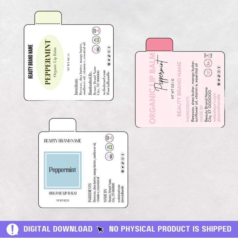 Lip Balm Tube Label With Safety Seal Template Editable Lip Balm Label ...