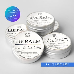 Round Lip Balm Tin Label Canva Template Editable Round Lip Balm Sticker DIY Custom Circle Lip Balm Label Print at Home Round Lip Tin Label
