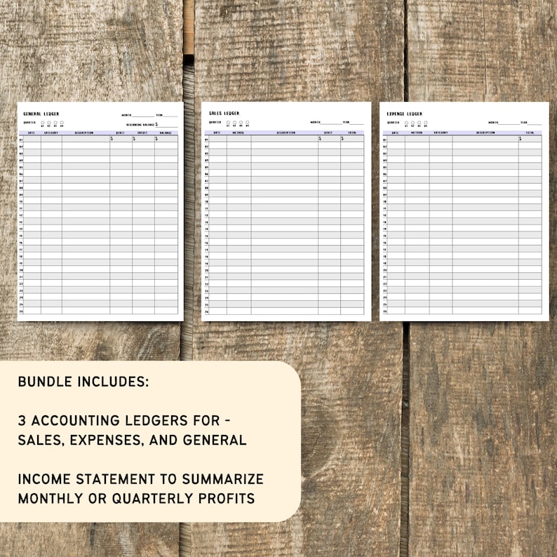 Basic Accounting Ledger Templates DIY Sales Expenses General Ledger