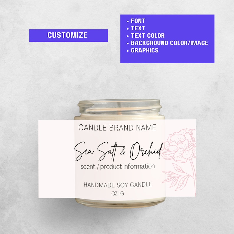 Organic Candle Tin Label Template Custom Soy Wax Candle Label DIY