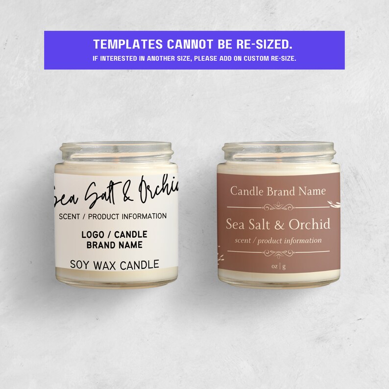 Organic Candle Tin Label Template Custom Soy Wax Candle Label DIY