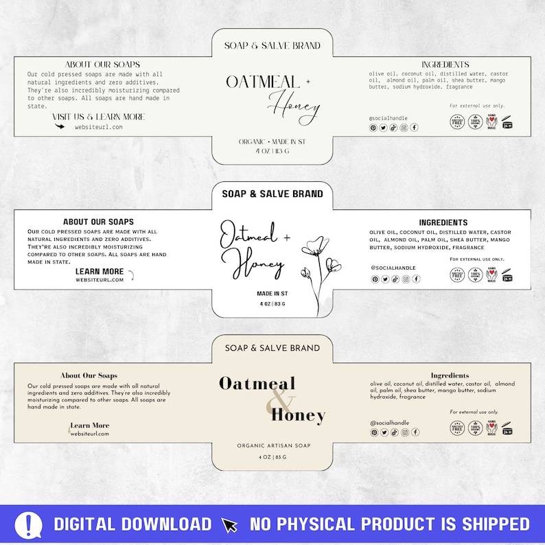 Cigar Band Wrap Around Soap Label Template Editable Cigar Soap Wrapper