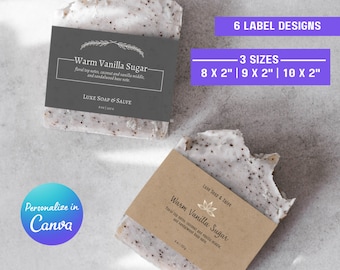 Custom Wrap Around Soap Bar Label Template Elegant Horizontal Soap Wrapper Handmade Soap Bar Label Editable Wrap Around Soap Label in Canva