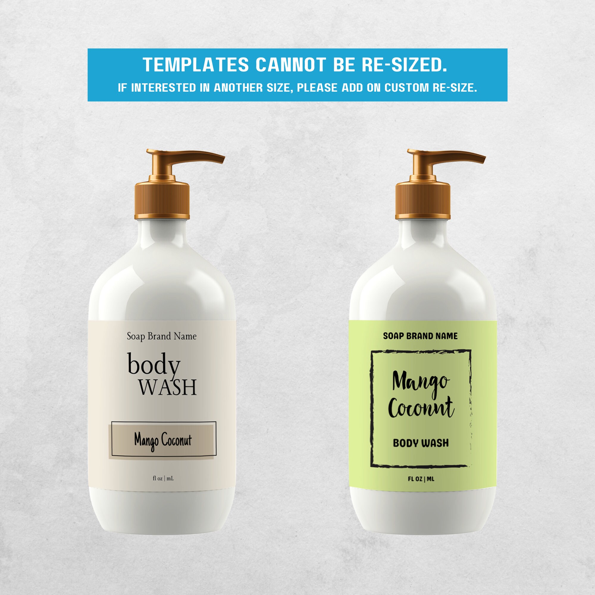 Body Wash Wrap Around Label Template Editable Liquid Soap Label DIY