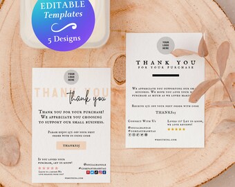Business Thank You Card Template Editable Thank You Insert Template 5x7 Thank You Cards Order Thank You Card Insert Thank You Card with Logo