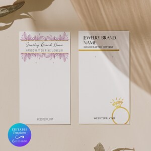 Gold Ohrring Display Card Template Bearbeitbarer Ohrring Card Design Benutzerdefinierte Schmuckkartendesign für handgemachte Ohrringe DIY Schmuckohrringhalter