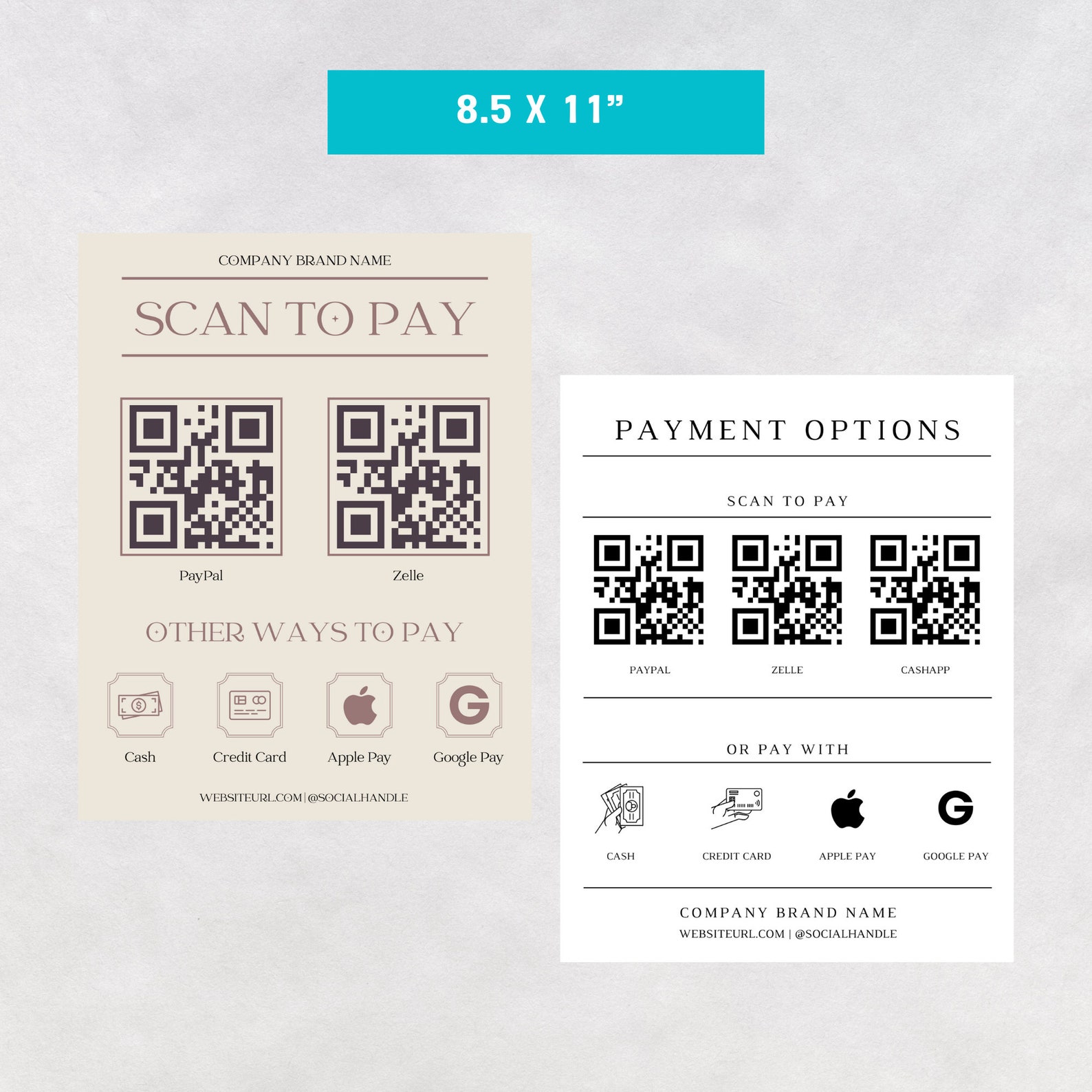 Pay Code Design Scan to Pay QR Sign Template Editable Payment Details With QR Code Sign ...