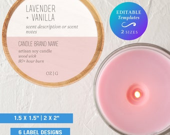 Round Candle Label Template For Candle Jar, Tin or Tumbler Editable Minimal Circle Soy Candle Label Printable Custom Round Candle Jar Label