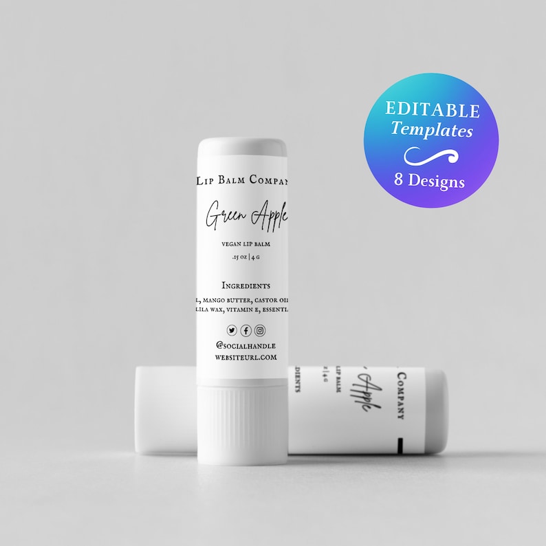 Printable Lip Balm Label Template DIY Blank Tube Lip Balm Label