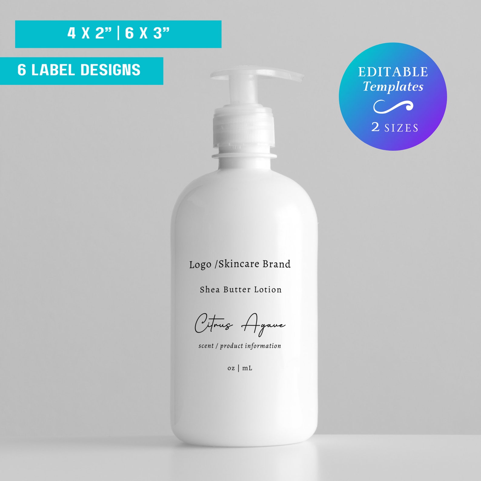 Hand Cream Label Options Shea Butter Lotion Label Template Editable Minimal Organic Lotion Label ...