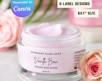Wrap Around Cosmetic Jar Label Template Printable Balm Jar Label Custom Eye Cream & Beauty Label Handmade Cosmetic Label Template for Canva