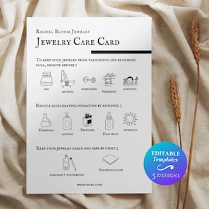 Print at Home Jewelry Care Card Template DIY Jewelry Care Template ...