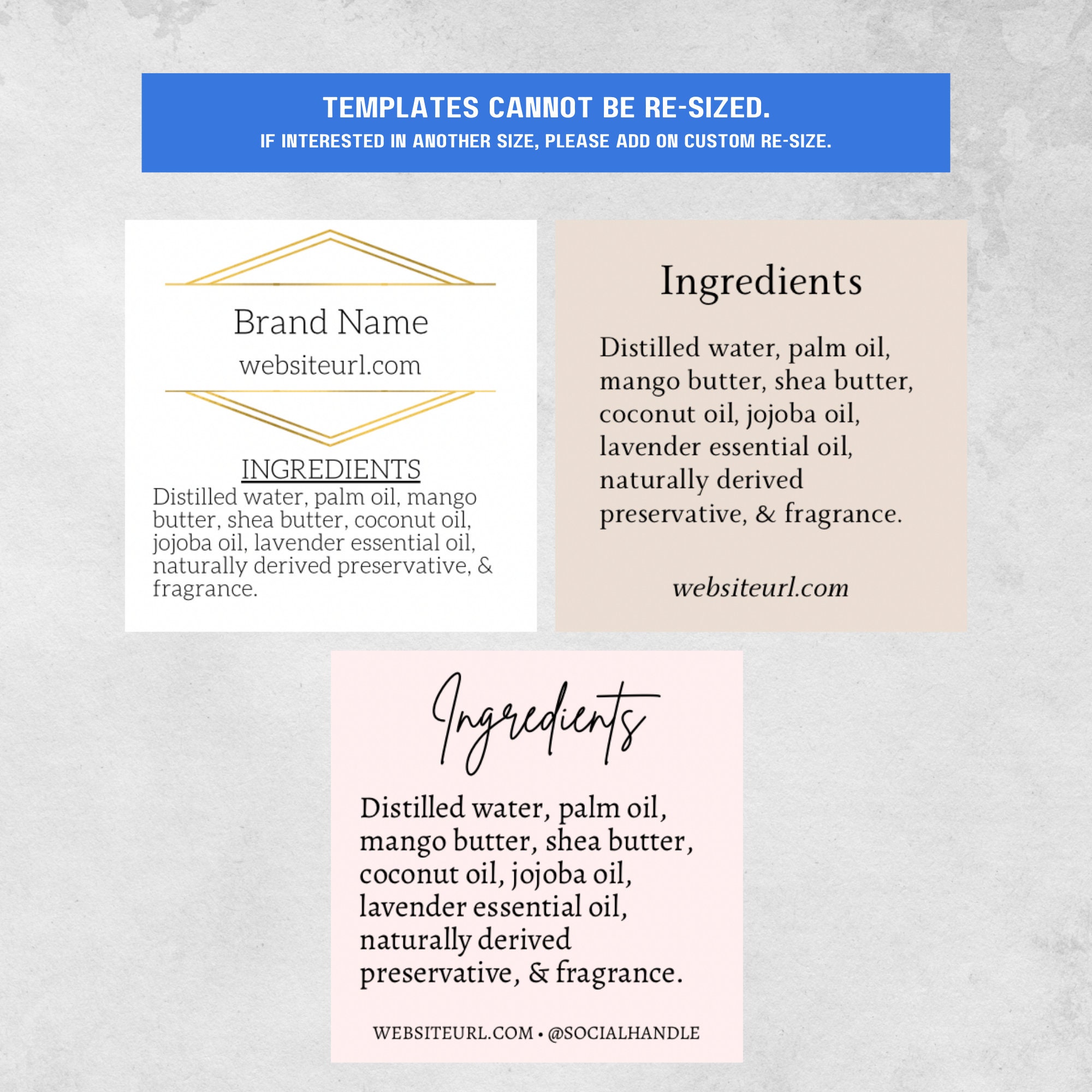 Ingredient List Label Template Square DIY Bath Beauty or Cosmetic Ingredient List Label Template Square DIY Bath Beauty or Cosmetic
