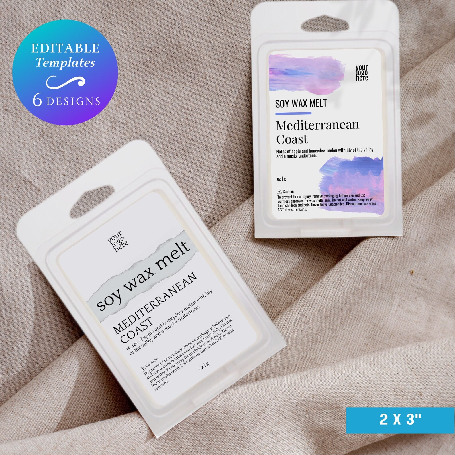 Shellac Label Print Custom Wax Melt Clamshell Label Canva Template Editable Soy Wax ...