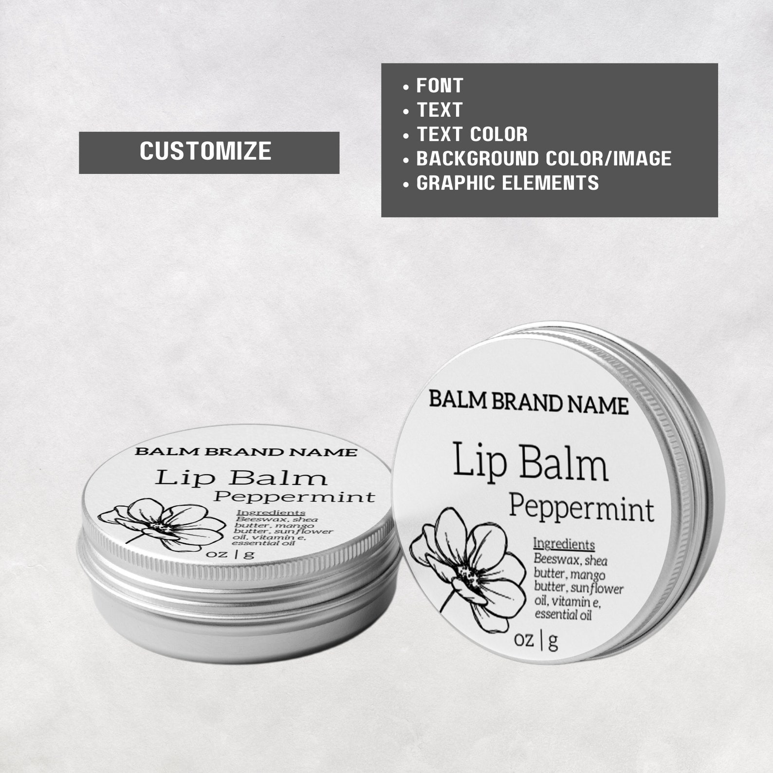 Round Lip Balm Tin Label Template Editable Lip Balm Sticker in Canva