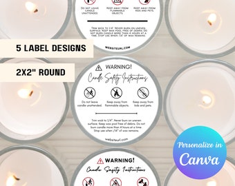 Candle Safety Label Template Printable Candle Warning Label Customizable Candle Safety Sticker Round Handmade Candle Warning Label Sticker