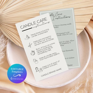 Candle Care Instructions Card Template DIY Candle Safety Card Custom Candle Care Safety Card Editable Candle Care Safety Instructions Card